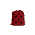 Polka Dots - Black on Dark Red Drawstring Pouch (XS)