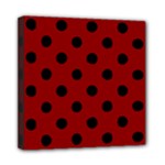 Polka Dots - Black on Dark Red Mini Canvas 8  x 8  (Stretched)
