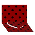Polka Dots - Black on Dark Red Heart Bottom 3D Greeting Card (7x5)