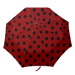 Polka Dots - Black on Dark Red Folding Umbrella