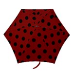 Polka Dots - Black on Dark Red Mini Umbrella