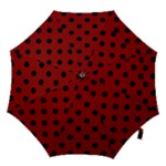 Polka Dots - Black on Dark Red Hook Handle Umbrella (Medium)