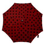 Polka Dots - Black on Dark Red Hook Handle Umbrella (Small)