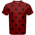 Polka Dots - Black on Maroon Red Men s Cotton Tee
