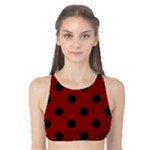 Polka Dots - Black on Maroon Red Tank Bikini Top