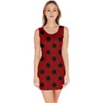 Polka Dots - Black on Maroon Red Bodycon Dress
