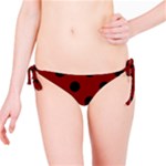 Polka Dots - Black on Maroon Red Bikini Bottom