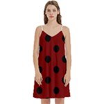 Polka Dots - Black on Maroon Red Women s Reversible Sports Bra with Border