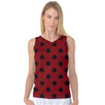 Polka Dots - Black on Maroon Red Women s Basketball Tank Top