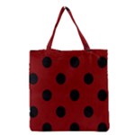 Polka Dots - Black on Maroon Red Grocery Tote Bag
