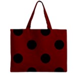 Polka Dots - Black on Maroon Red Zipper Mini Tote Bag