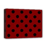 Polka Dots - Black on Maroon Red Deluxe Canvas 16  x 12  (Stretched)