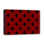 Polka Dots - Black on Maroon Red Deluxe Canvas 18  x 12  (Stretched)