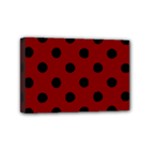 Polka Dots - Black on Maroon Red Mini Canvas 6  x 4  (Stretched)