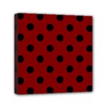 Polka Dots - Black on Maroon Red Mini Canvas 6  x 6  (Stretched)