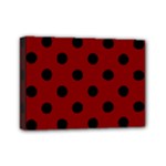 Polka Dots - Black on Maroon Red Mini Canvas 7  x 5  (Stretched)