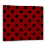 Polka Dots - Black on Maroon Red Canvas 24  x 20  (Stretched)