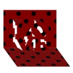 Polka Dots - Black on Maroon Red LOVE 3D Greeting Card (7x5)