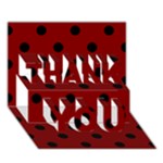 Polka Dots - Black on Maroon Red THANK YOU 3D Greeting Card (7x5)