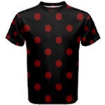 Polka Dots - Maroon Red on Black Men s Cotton Tee