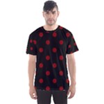 Polka Dots - Maroon Red on Black Men s Sport Mesh Tee