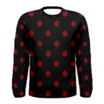Polka Dots - Maroon Red on Black Men s Long Sleeve T-shirt