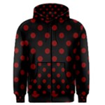 Polka Dots - Maroon Red on Black Men s Zipper Hoodie