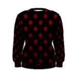Polka Dots - Maroon Red on Black Women s Sweatshirt