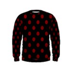 Polka Dots - Maroon Red on Black Kid s Sweatshirt