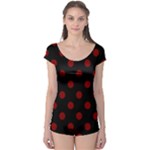 Polka Dots - Maroon Red on Black Boyleg Leotard (Ladies)