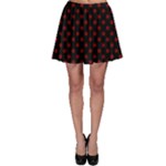 Polka Dots - Maroon Red on Black Skater Skirt