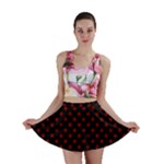 Polka Dots - Maroon Red on Black Mini Skirt