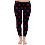 Polka Dots - Maroon Red on Black Winter Leggings
