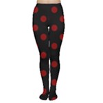 Polka Dots - Maroon Red on Black Women s Tights