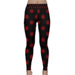 Polka Dots - Maroon Red on Black Yoga Leggings