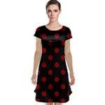 Polka Dots - Maroon Red on Black Cap Sleeve Nightdress
