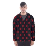 Polka Dots - Maroon Red on Black Hooded Wind Breaker (Men)
