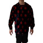 Polka Dots - Maroon Red on Black Hooded Wind Breaker (Kids)