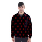Polka Dots - Maroon Red on Black Wind Breaker (Men)