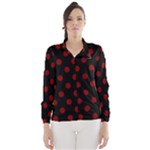 Polka Dots - Maroon Red on Black Wind Breaker (Women)