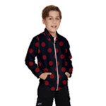 Polka Dots - Maroon Red on Black Wind Breaker (Kids)