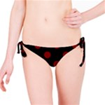 Polka Dots - Maroon Red on Black Bikini Bottom