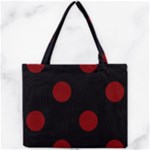 Polka Dots - Maroon Red on Black Mini Tote Bag
