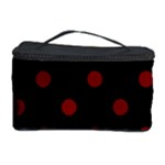 Polka Dots - Maroon Red on Black Cosmetic Storage Case
