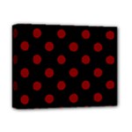 Polka Dots - Maroon Red on Black Deluxe Canvas 14  x 11  (Stretched)