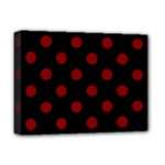 Polka Dots - Maroon Red on Black Deluxe Canvas 16  x 12  (Stretched)