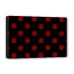 Polka Dots - Maroon Red on Black Deluxe Canvas 18  x 12  (Stretched)