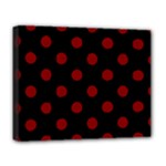 Polka Dots - Maroon Red on Black Deluxe Canvas 20  x 16  (Stretched)