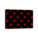 Polka Dots - Maroon Red on Black Mini Canvas 6  x 4  (Stretched)