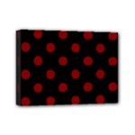 Polka Dots - Maroon Red on Black Mini Canvas 7  x 5  (Stretched)
